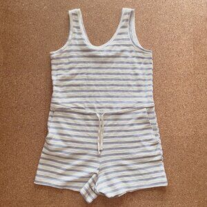 Blue & White Striped Knit Romper